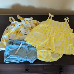 Cat & Jack Yellow Gingham Diaper Cover Set